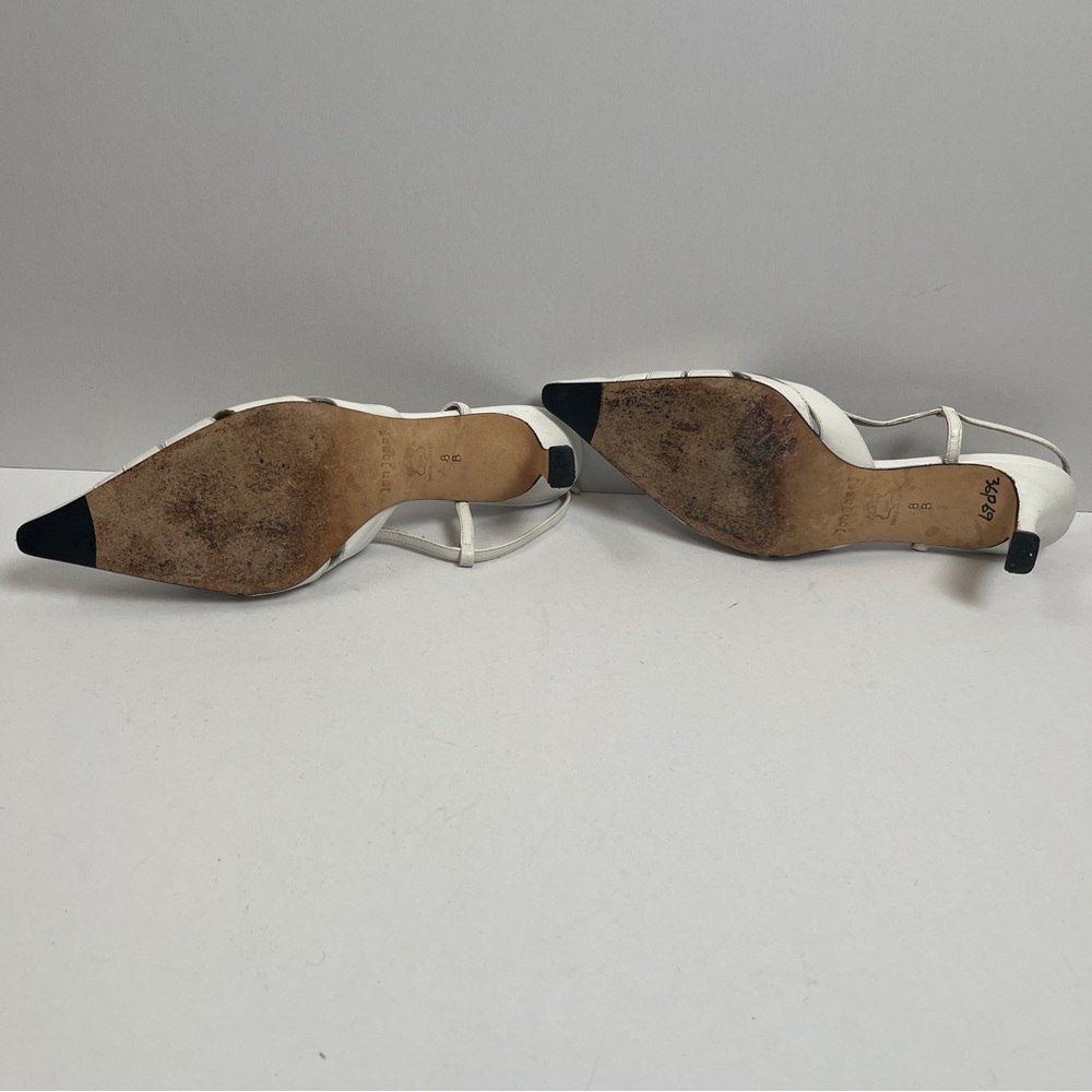 White Leather Jon Josef Slingback Heels - Picture 5 of 6
